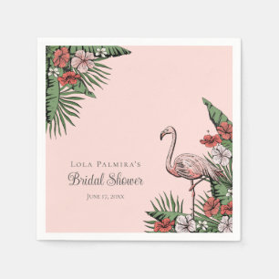 Tropical Pink Flamingo Hawaiian Bridal Shower Napkin