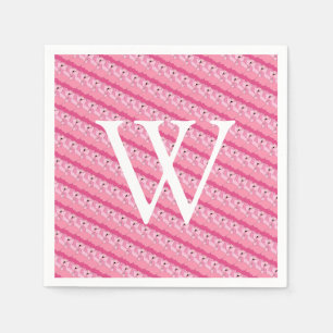 Tropical Pink Flamingo Initial Monogram Napkins