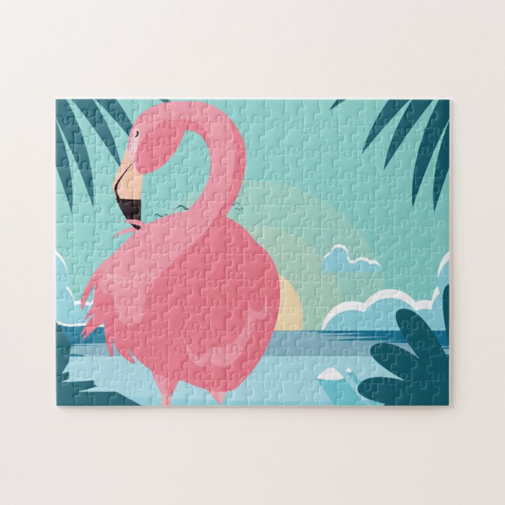 Tropical Pink Flamingo Jigsaw Puzzle | Zazzle