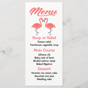 Tropical Pink Flamingo Menu Wedding, Party Luau