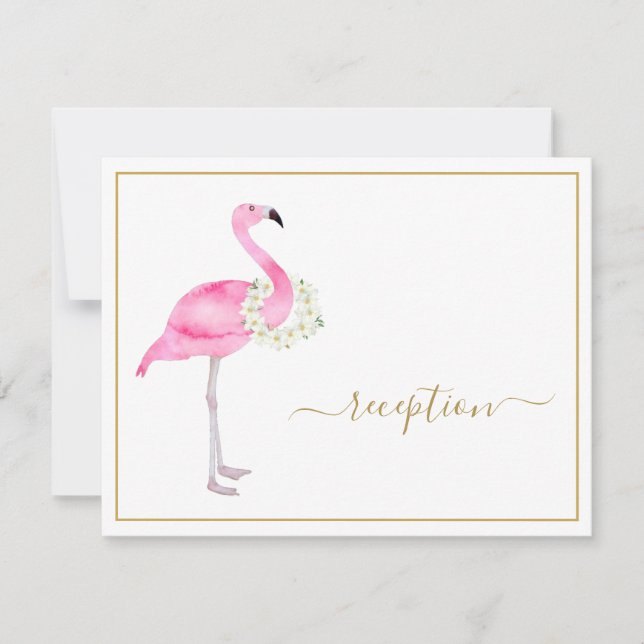 Tropical Pink Flamingo No Gifts Reception Party Invitation (Front)