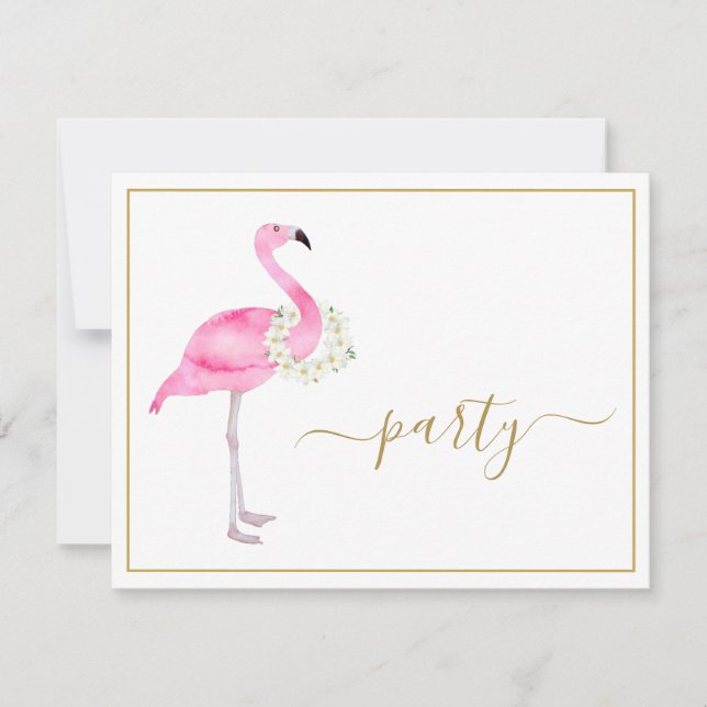 Tropical Pink Flamingo No Gifts Reception Party Invitation (Front)