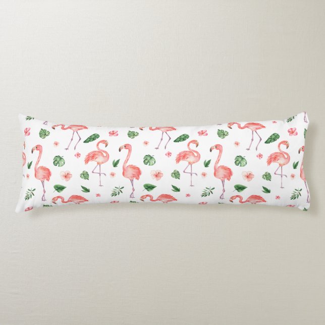Tropical Pink Flamingo Pattern Body Cushion (Front)
