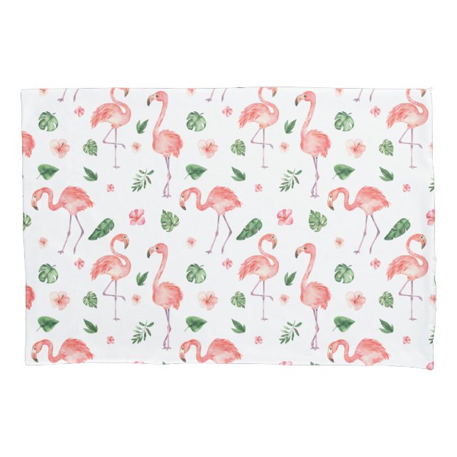 Tropical Pink Flamingo Pattern Pillowcase (Front)