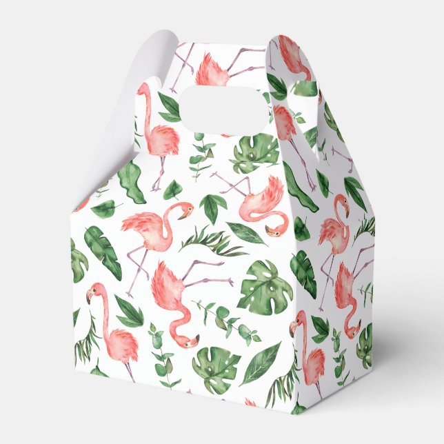Tropical Pink Flamingo Pattern v2 Favour Box (Front Side)