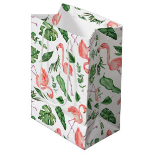 Tropical Pink Flamingo Pattern v2 Medium Gift Bag