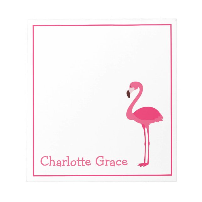 Tropical Pink Flamingo Personalised Notepad (Front)