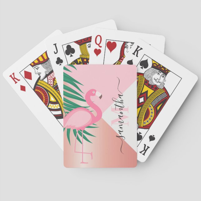 Tropical Pink Flamingo Playing Cards (Back)