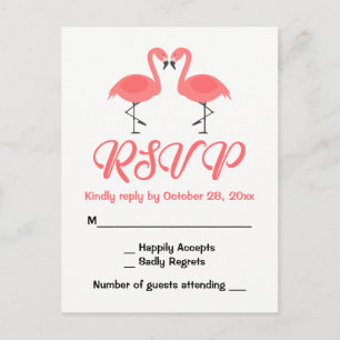 Tropical Pink Flamingo RSVP Wedding Luau Summer Invitation Postcard