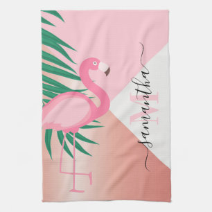 Tropical Pink Flamingo Tea Towel