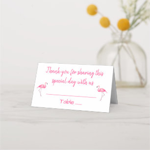 Tropical Pink Flamingo Thank You Wedding Party Place Card