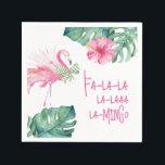 Tropical Pink Flamingo Watercolor Christmas Napkin<br><div class="desc">Celebrate your beach Christmas with these tropical pink flamingo cocktail napkins designed using unique watercolor art by Victoria Grigaliunas. The design features a witty "fa-la-la-la-la-la-mingo" in hand lettered typography over a crisp white background. Leave as is or personalise however you like. Shop www.zazzle.com/dotellabelle to see the entire pinkmas collection.</div>