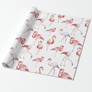 Tropical Pink Flamingo Watercolor Wrapping Paper