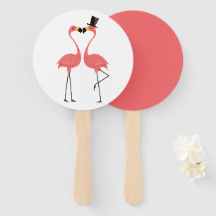 Tropical Pink Flamingo Wedding Bridal Shower Party Hand Fan