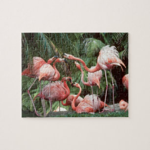 Tropical Pink Flamingos Family Quiet Fun Jigsaw Puzzle