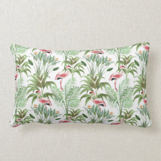 Tropical Pink Flamingos Lumbar Cushion