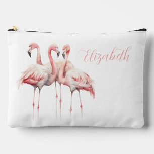 Tropical Pink Flamingos Personalised Accessory Pouch