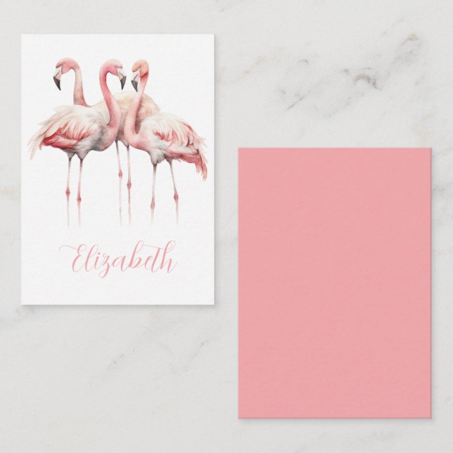 Tropical Pink Flamingos Personalised Card (Front/Back)