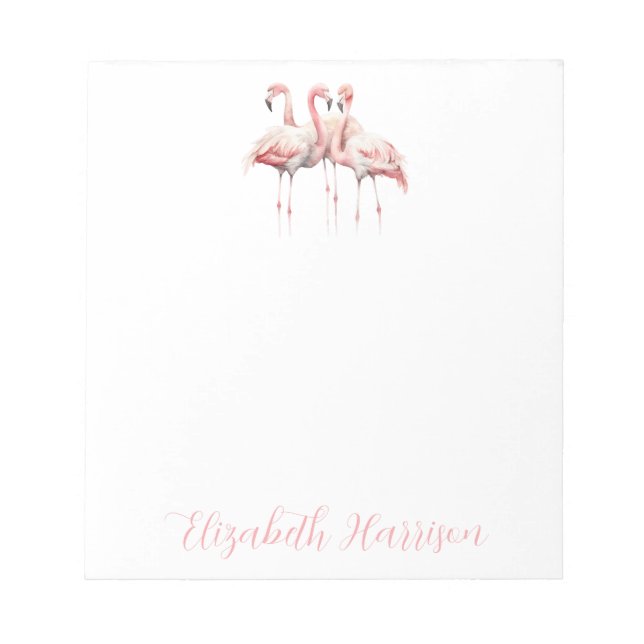 Tropical Pink Flamingos Personalised Notepad (Front)