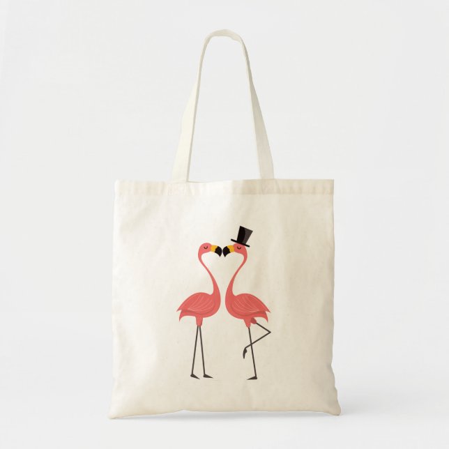 Tropical Pink Flamingos - Wedding, Bridal Shower Tote Bag (Front)