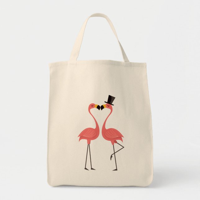 Tropical Pink Flamingos - Wedding, Bridal Shower Tote Bag (Front)
