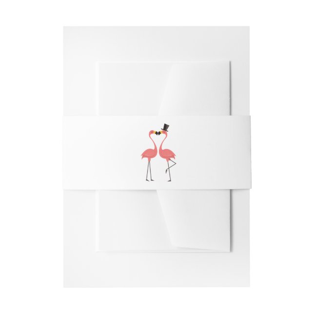 Tropical Pink Flamingos - Wedding, Summer, Luau Invitation Belly Band (Front Example)