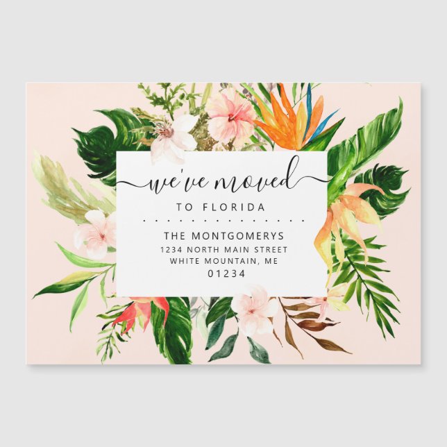 Tropical Pink Floral Greenery Florida Moving (Front)