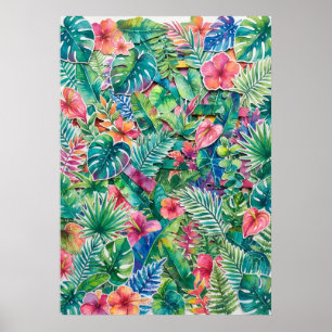 Tropical Pink Floral Jungle Poster