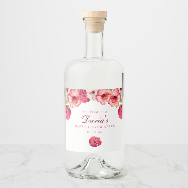 Tropical Pink Floral Label (Front)