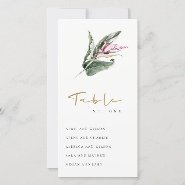 Tropical Pink Floral Seating Chart Table Number (Front)