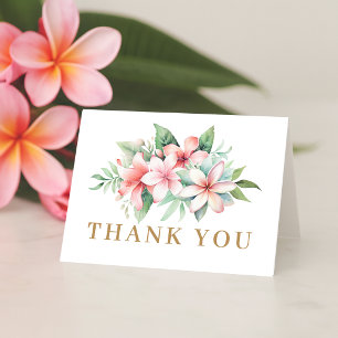 Tropical Pink Floral  Thank You Card