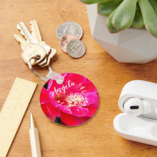 Tropical Pink Flower Photo Key Ring