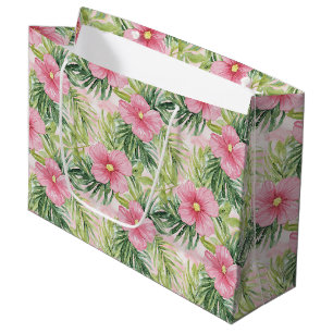 Tropical Pink Flowers Large Gift Bag