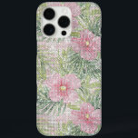 Tropical Pink Flowers Sparkle iPhone 16 Pro Max Case<br><div class="desc">Tropical Pink Flowers Sparkle</div>