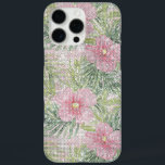 Tropical Pink Flowers Sparkle iPhone 16 Pro Max Case<br><div class="desc">Tropical Pink Flowers Sparkle</div>