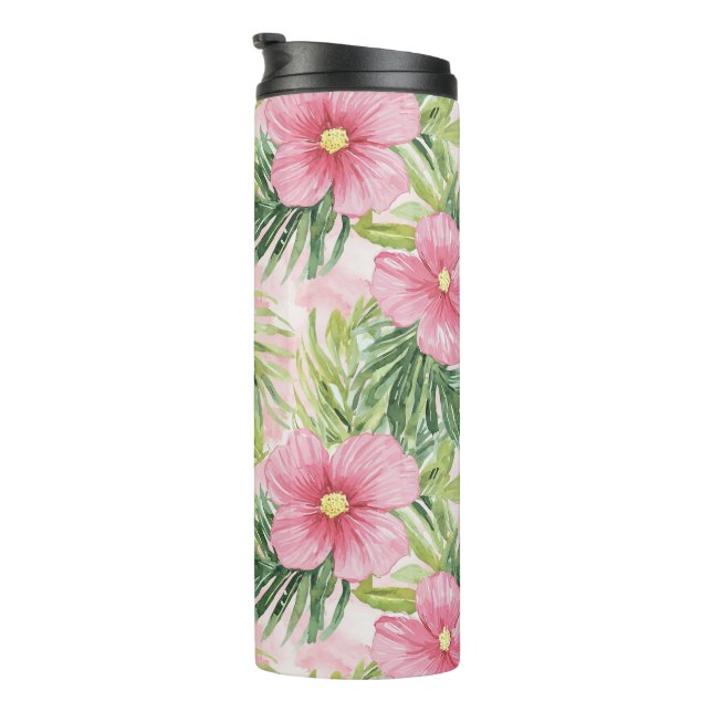 Tropical Pink Flowers   Thermal Tumbler (Rotated Right)