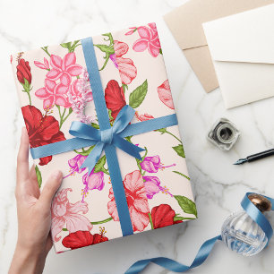 Tropical Pink Flowers Wrapping Paper