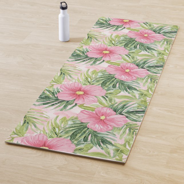 Tropical Pink Flowers   Yoga Mat (In Situ)