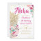 Tropical Pink Gold Pineapple Floral Luau Birthday