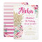 Tropical Pink Gold Pineapple Floral Luau Birthday