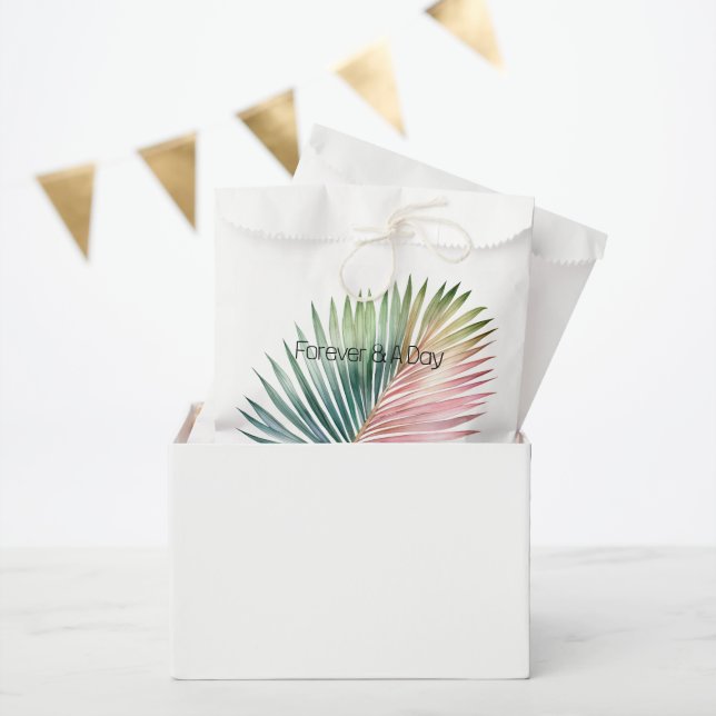 Tropical Pink Green Leaf Wedding Favour Bags (Party)