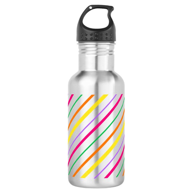 Tropical Pink Green Orange Yellow Stripes 532 Ml Water Bottle (Front)