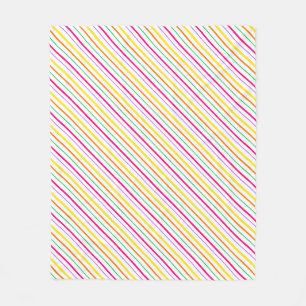 Tropical Pink Green Orange Yellow Stripes Outdoor Fleece Blanket