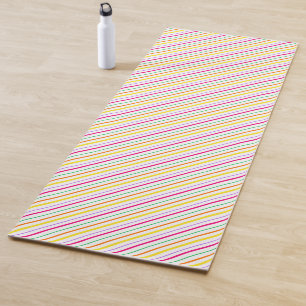 Tropical Pink Green Orange Yellow Stripes. The per Yoga Mat