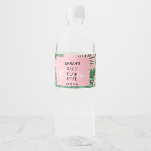 Tropical Pink Greenery Bachelorette Party Favour  Water Bottle Label
