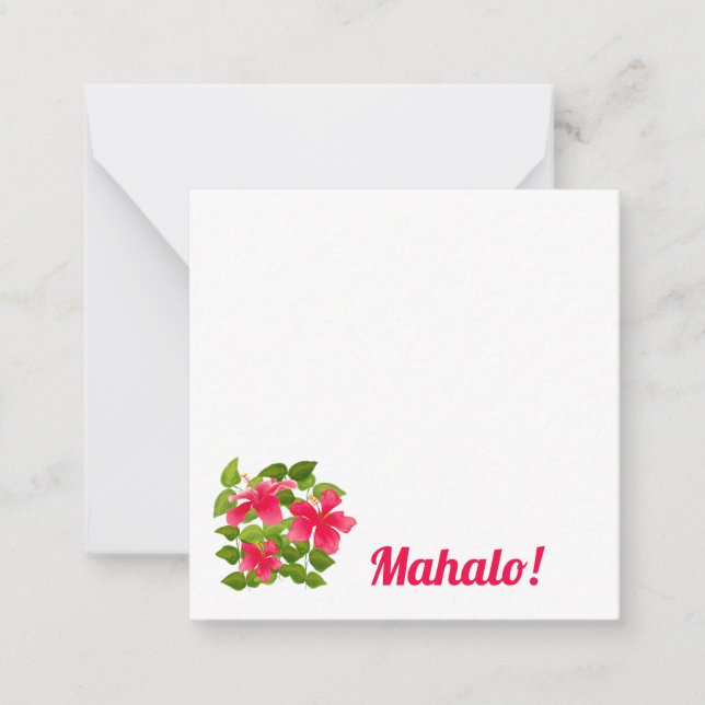 Tropical Pink Hawaiian Hibiscus Mahalo Personalise Card (Front)
