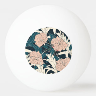 Tropical pink hibiscus, dark background ping pong ball