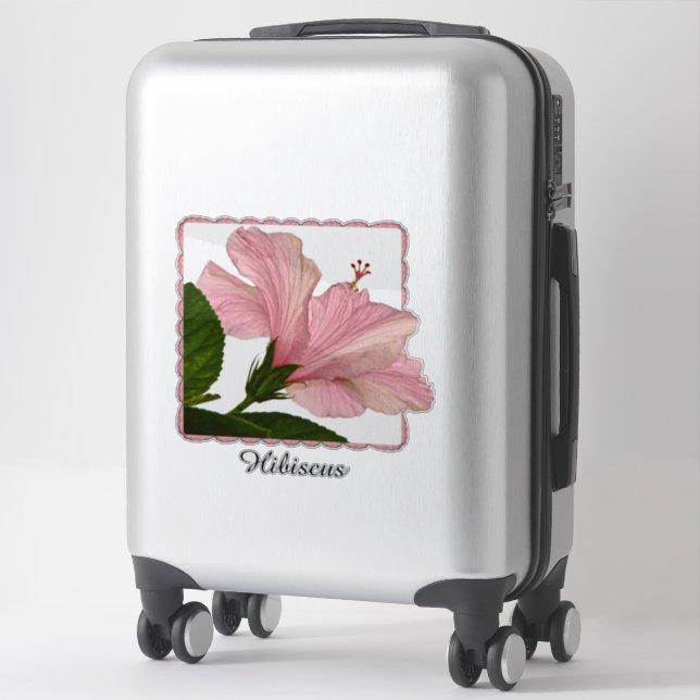 Tropical Pink Hibiscus Floral Photography | Name (Suitcase)