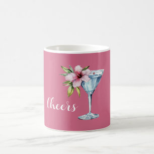 Tropical Pink Hibiscus Flower Drink Coffee Mug
