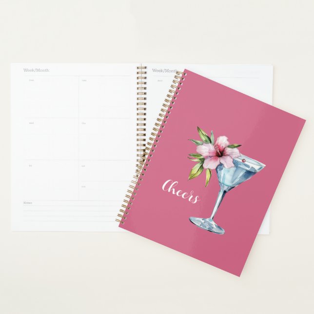Tropical Pink Hibiscus Flower Drink Planner (Display)